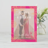 Mehndi Foto Wedding Save the Date Einladung (Stehend Vorderseite)