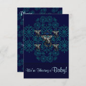 Mehndi Ganesha (blau) Einladung (Vorne/Hinten)