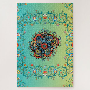 Mehndi-Gartenpracht – Erblühende Blüten Puzzle