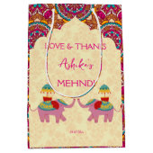 Mehndi Gunst niedliche Elefanten pink mandala Mittlere Geschenktüte (Vorderseite)