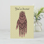 Mehndi Hand Tattoo Art Design Einladung (Stehend Vorderseite)