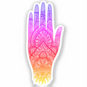 Mehndi Hand Tattoo Art Rainbow Aufkleber