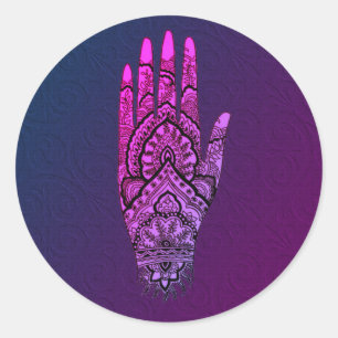 Mehndi Hand Tattoo Art Tinted Runder Aufkleber