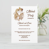 Mehndi Henna Bräutigam Brauhaus schlicht Einladung (Stehend Vorderseite)