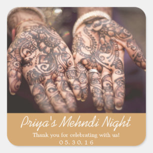 Mehndi (Henna) Nacht Danke Stickers