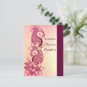 Mehndi Henna rosa Einladung (Stehend Vorderseite)