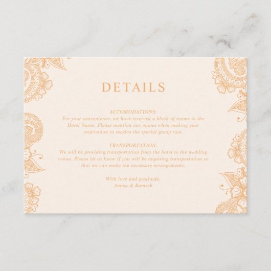 Mehndi Henna Wedding Enclosure Card Begleitkarte (Vorderseite)