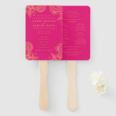 Mehndi Henna Wedding Programm Hand Fan Fächer (Vorne und Hinten)