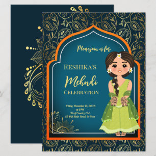 Mehndi indische arabische Muster Design Teal Grün