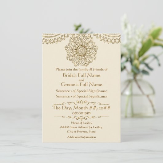 Mehndi Lace (Customized Invitation v2) Einladung (Stehend Vorderseite)