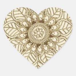 Mehndi Lace (herzenförmige Stickers) Herz-Aufkleber