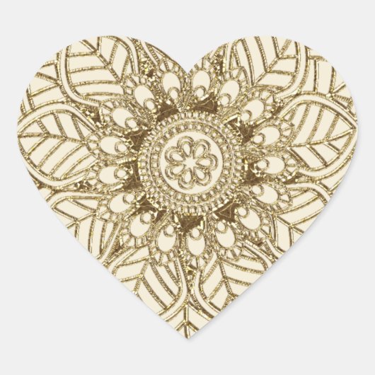 Mehndi Lace (herzenförmige Stickers) Herz-Aufkleber (Vorderseite)
