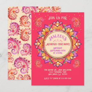 Mehndi Mandala Night Party Pink Gold Einladung