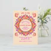 Mehndi Mandala Night Party Pink Gold Einladung (Stehend Vorderseite)