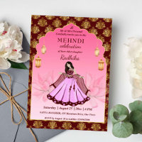Mehndi Maroon Rosa Goldlotus Indische Braut