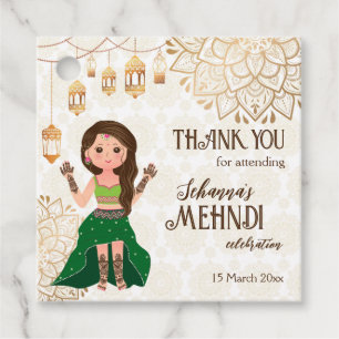 Mehndi mit niedlicher indischer Henna-Braut person Geschenkanhänger