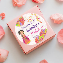 Mehndi niedliche indische Braut Schirm danke Ihnen Runder Aufkleber