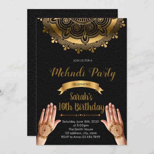 Mehndi Party Einladung (Vorne/Hinten)