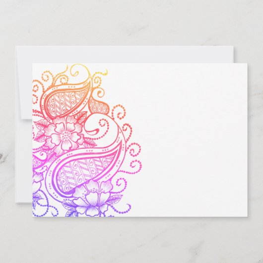 Mehndi Regenbogen Einladung (Rückseite)