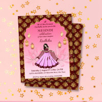 Mehndi rosa lotus Indischer Brautbudget Einladung