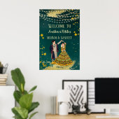 Mehndi sangeet grün mit Tanzpärchen willkommen Poster (Heimbüro)