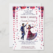 Mehndi Sangeet indische Hochzeit moderne Wasserfar Einladung (Vorderseite)