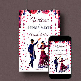 Mehndi Sangeet indische Hochzeit modernes Begrüßun Poster