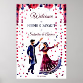 Mehndi Sangeet indische Hochzeit modernes Begrüßun Poster (Vorne)