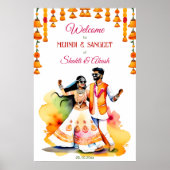 Mehndi Sangeet indisches Brautpaar Begrüßungszeich Poster (Vorne)