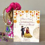 Mehndi sangeet laden niedliches indisches Paar ein<br><div class="desc">Mandala Dekor tanzen indische Paar mehndi und sangeet Budget Einladung,  kann auch für Empfang,  nur ändern Funktion Namen.</div>