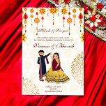 Mehndi sangeet laden niedliches indisches Paar ein Einladung<br><div class="desc">Mandala Dekor tanzen indische Paar mehndi und sangeet Budget Einladung,  kann auch für Empfang,  nur ändern Funktion Namen.</div>