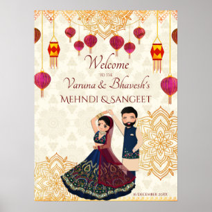 Mehndi & Sangeet Manadala und niedliches indisches Poster