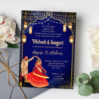 Mehndi Sangeet Marine blaues indisches Tanzpaar
