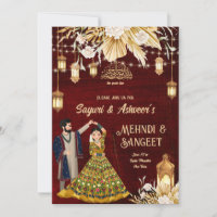 Mehndi Sangeet Maroon Indianerpaar Islamisch