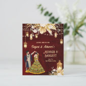 Mehndi Sangeet Maroon Tanz-Paar Budget einladen (Stehend Vorderseite)