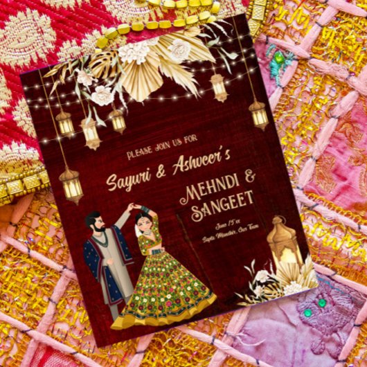 Mehndi Sangeet Maroon Tanz-Paar Budget einladen