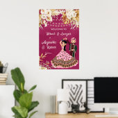 Mehndi sangeet rosa Gold indische Hochzeitsempfang Poster (Heimbüro)