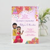 Mehndi Süd-Indische Tamilische Hochzeitseinladung Einladung (Stehend Vorderseite)