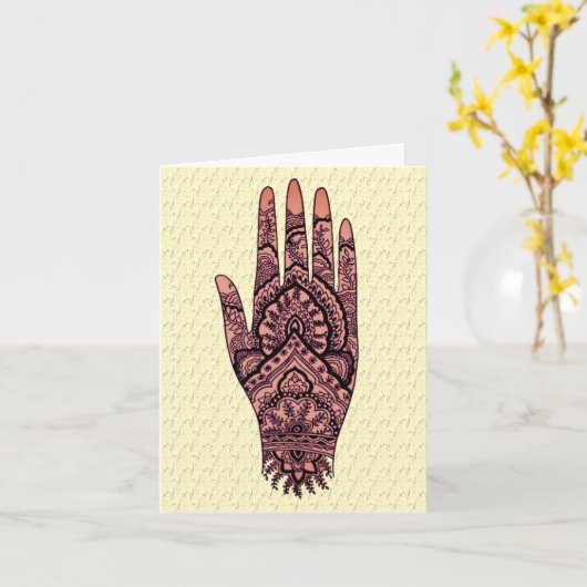 Mehndi Tattoo Art Design Blank Note Card Karte (Gelbe Blume)