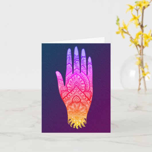 Mehndi Tattoo Art Rainbow Design Note Card Karte (Gelbe Blume)