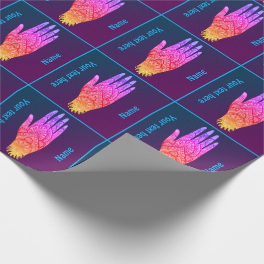 Mehndi Tattoo Art Rainbow Design Personalisiert Geschenkpapier (Ecke)