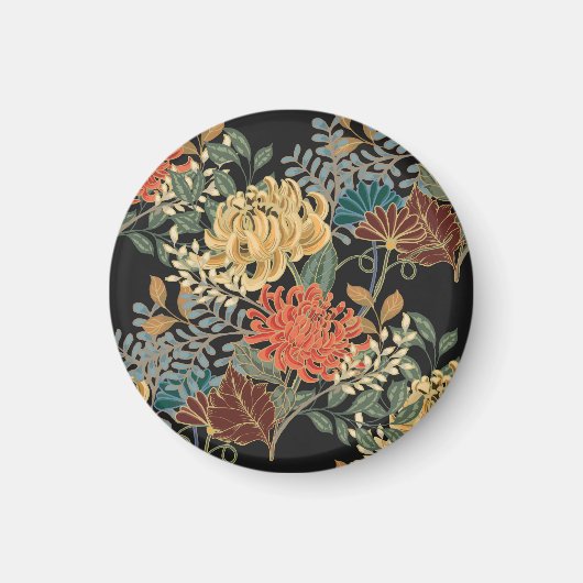 Mehndi Tracery Tile: Ethnisch nahtloses Design Magnet (Vorne)