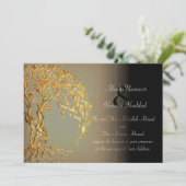 Mehndi Tree of Life (Gold) Einladung (Stehend Vorderseite)