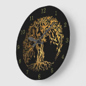 Mehndi Tree of Life (Gold) Große Wanduhr (Winkel)