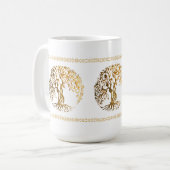 Mehndi Tree of Life (Gold) Kaffeetasse (Vorderseite Links)