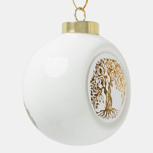 Mehndi Tree of Life (Gold) Keramik Kugel-Ornament (Links)