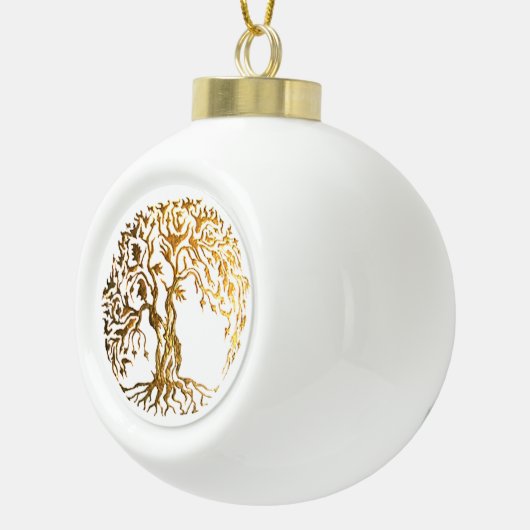 Mehndi Tree of Life (Gold) Keramik Kugel-Ornament (Rechts)