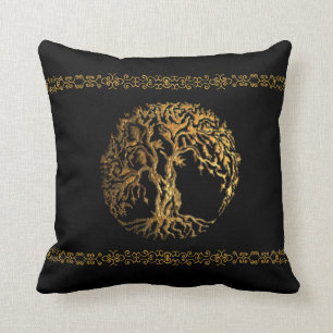 Mehndi Tree of Life (Gold) Kissen