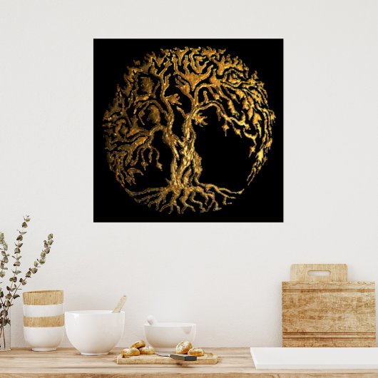 Mehndi Tree of Life (Gold) Poster (Küche)