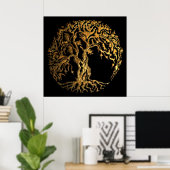 Mehndi Tree of Life (Gold) Poster (Heimbüro)